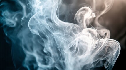 Aufkleber - Close-up of swirling smoke patterns against a dark background, with soft lighting highlighting the delicate, flowing shapes