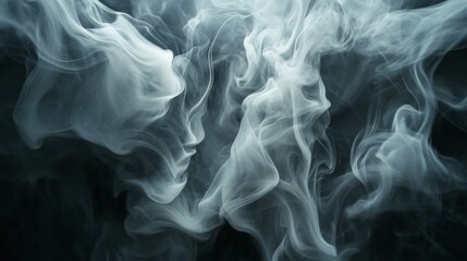 Poster - Close-up of swirling smoke patterns against a dark background, with soft lighting highlighting the delicate, flowing shapes
