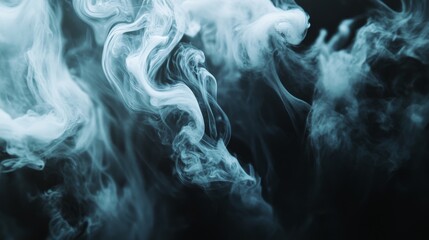 Aufkleber - Close-up of swirling smoke patterns against a dark background, with soft lighting highlighting the delicate, flowing shapes