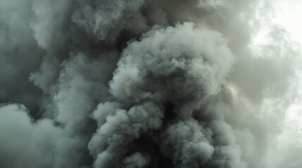 Leinwandbilder - Close-up of thick, gray smoke pouring out from an industrial exhaust, with an emphasis on the dense, billowing texture