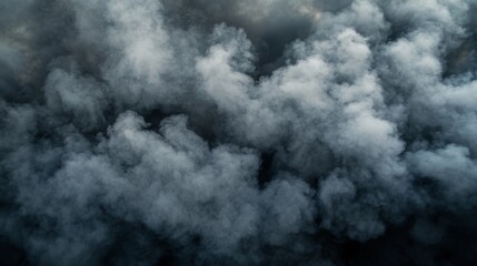 Leinwandbilder - Close-up of thick, gray smoke pouring out from an industrial exhaust, with an emphasis on the dense, billowing texture