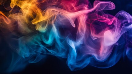 Leinwandbilder - Detailed shot of colorful smoke billowing in vibrant hues, creating dynamic, abstract patterns against a black backdrop