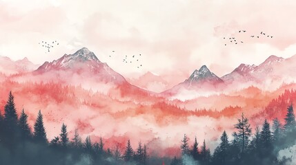 Wall Mural - Misty Mountain Landscape