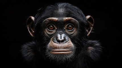 Sticker - Chimpanzee Portrait with Intense Gaze