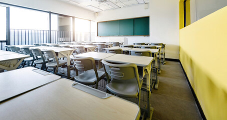 Wall Mural - Modern classroom with desks and chairs