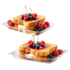 Wall Mural - Stuffed French toast cream cheese in glass baking dish berry compote cascading Food and Culinary