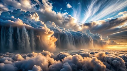 Wall Mural - Wallpaper featuring a stunning view of clouds cascading down , clouds, wallpaper, background, sky, beautiful, nature