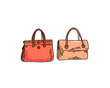 © Tetiana Kasatkina - Sketch drawing of the fashion set of women bags in coral - powder tones