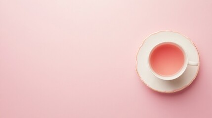 Canvas Print - Pink Tea in a White Cup on a Pink Background