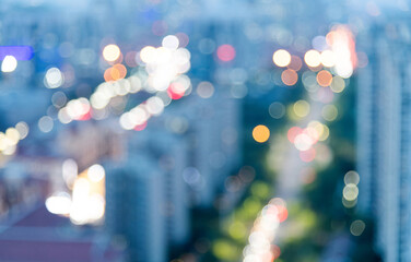 Poster - Aerial view of city buildings at night