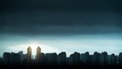 Wall Mural - city buildings under the dark night