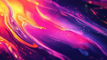 Canvas Print - Liquid Fire: Abstract swirls of vibrant magenta, orange, and yellow paint a mesmerizing canvas of fluidity and energy. 