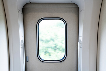 Closed door of high speed train