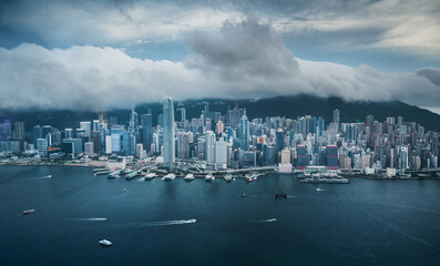 Canvas Print - Aerial view of Hong Kong Victoria Harbour