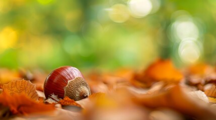 Wall Mural -  A snail atop multiple piles of leaves..## Or..Snail atop successive leaf piles:.1 Pile of leaves.2 Pile of