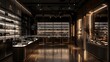 © CRISPIFLY - Luxurious Cosmetics Boutique: Glowing Display Cases Enhance the Elegance and Allure of Beauty Products.