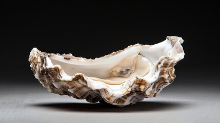  A tight shot of a shell against a pure black backdrop, housing a tiny, white animal inside