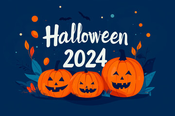 Canvas Print - Halloween 2024 text, modern simple flat design illustration