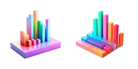 Sticker - Colorful 3d chart, on isolated transparent background