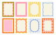 © Rudzhan - Set of frames with wavy edges. Trendy doodle borders with geometric patterns and curved shapes. Abstract design elements for invitations. Flat vector illustration collection isolated on background
