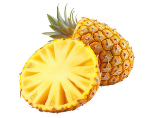 Wall Mural - Freshly Sliced Pineapple isolated, on isolated transparent background