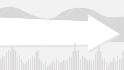 Sticker - A large white arrow overlaid with graph lines and bars, symbolizing progress and data analysis. Financial background in gray tones. Sideways market movement.