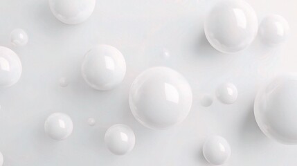 Wall Mural - White Bubbles on a Pristine Canvas: A minimalist composition featuring a scattering of white bubbles on a clean, white background, evoking a sense of purity, simplicity, and tranquility.