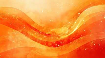 Poster - Golden Orange Abstract Waves Background