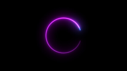 Wall Mural - Abstract glowing neon circle frame background illustration.