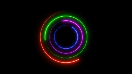Wall Mural - Abstract glowing neon circle frame background illustration.