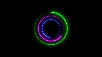Wall Mural - Abstract glowing neon circle frame background illustration.