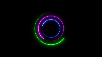 Wall Mural - Abstract glowing neon circle frame background illustration.