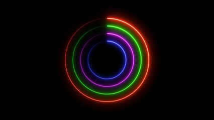 Wall Mural - Abstract glowing neon circle frame background illustration.
