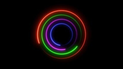 Wall Mural - Abstract glowing neon circle frame background illustration.