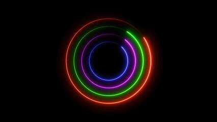 Wall Mural - Abstract glowing neon circle frame background illustration.