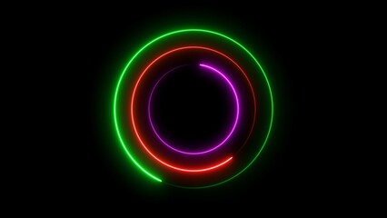Wall Mural - Abstract neon glowing circle frame loading background illustration.