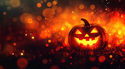 Wall Mural - Eerie illustration of halloween day with bokeh and blur background. Premium illustration for banners, posters, greetings and Halloween celebrations. generative ai