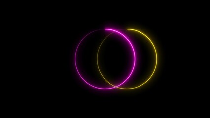 Wall Mural - Abstract glowing neon circle frame background illustration.