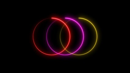 Wall Mural - Abstract glowing neon circle frame background illustration.