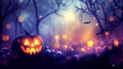 Wall Mural - Eerie illustration of halloween day with bokeh and blur background. Premium illustration for banners, posters, greetings and Halloween celebrations. generative ai