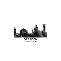 Wall Mural - Dresden panorama, vector badge, skyline logo and icon. Germany city horizon logotype with landmarks and building silhouettes. Isolated foggy abstract gradient graphic