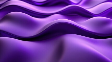 Poster - Purple Velvet Waves: A mesmerizing 3D render of luxurious, undulating waves in a rich, royal purple hue. 