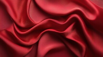 Poster - Crimson Cascades: Luxurious red silk drapes in sensuous folds, a study in texture and light.