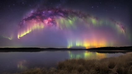 Wall Mural - rainbow over water