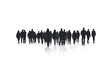 © paper later - Silhouettes of a Crowd Walking on a White Background