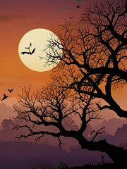 Sticker - halloween night background