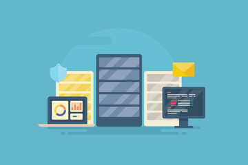 Wall Mural - website server system maintenance, software update coding and programming secure web hosting informa