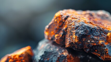 Wall Mural -  A close-up of a rock displaying an abundance of orangely-black speckles on its surface