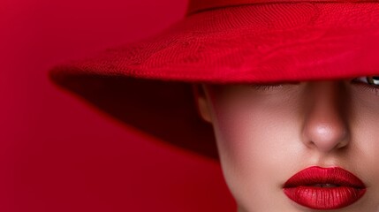 Poster -  A woman with a red hat and red lips