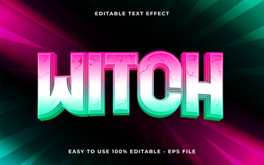 Wall Mural - 3d witch gradient scary text style effect template editable text effect